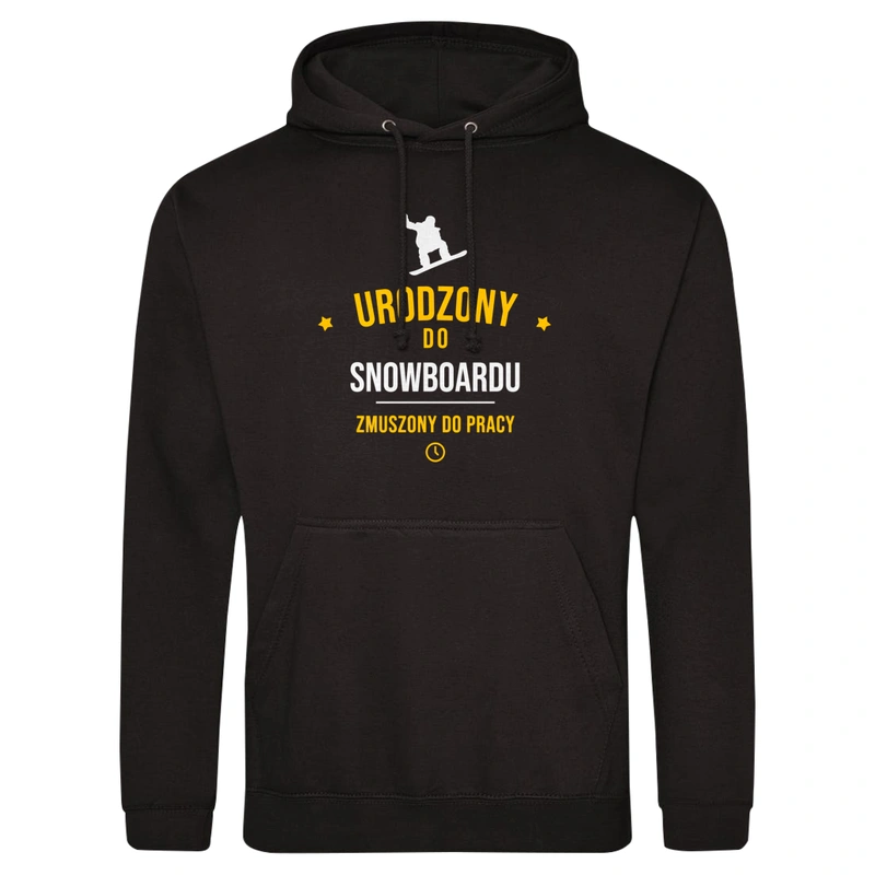 Urodzony Do Snowboardu Zmuszony Do Pracy - Męska Bluza z kapturem Czarna