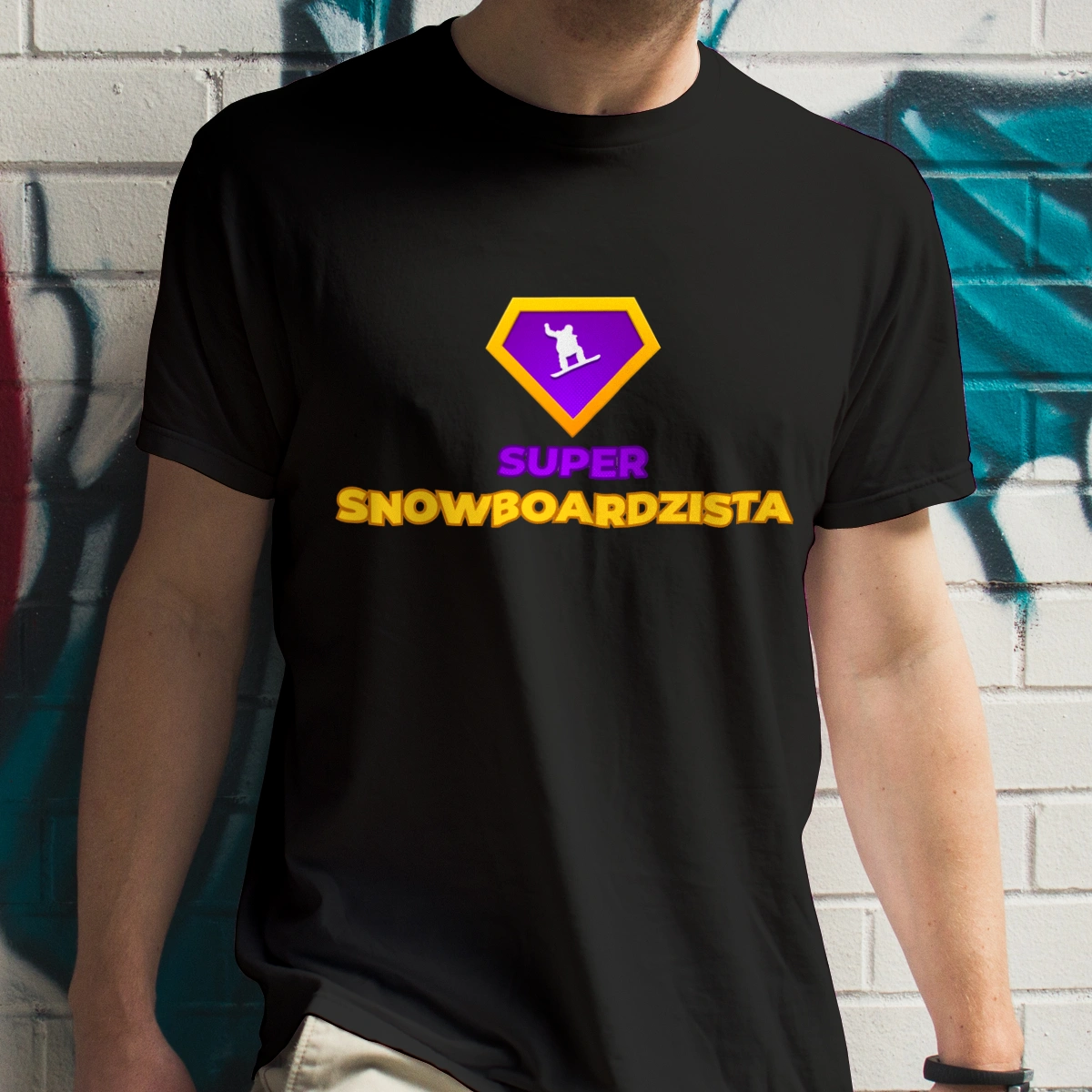 Super Snowboardzista - Męska Koszulka Czarna