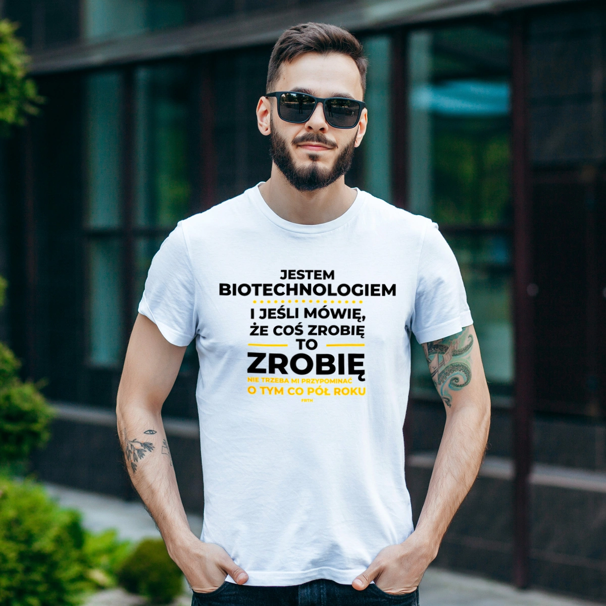 Jeśli Biotechnolog Mówi Że Zrobi, To Zrobi - Męska Koszulka Biała