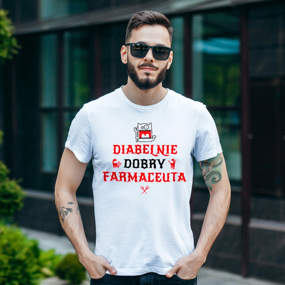 Diabelnie Dobry Farmaceuta - Męska Koszulka Biała