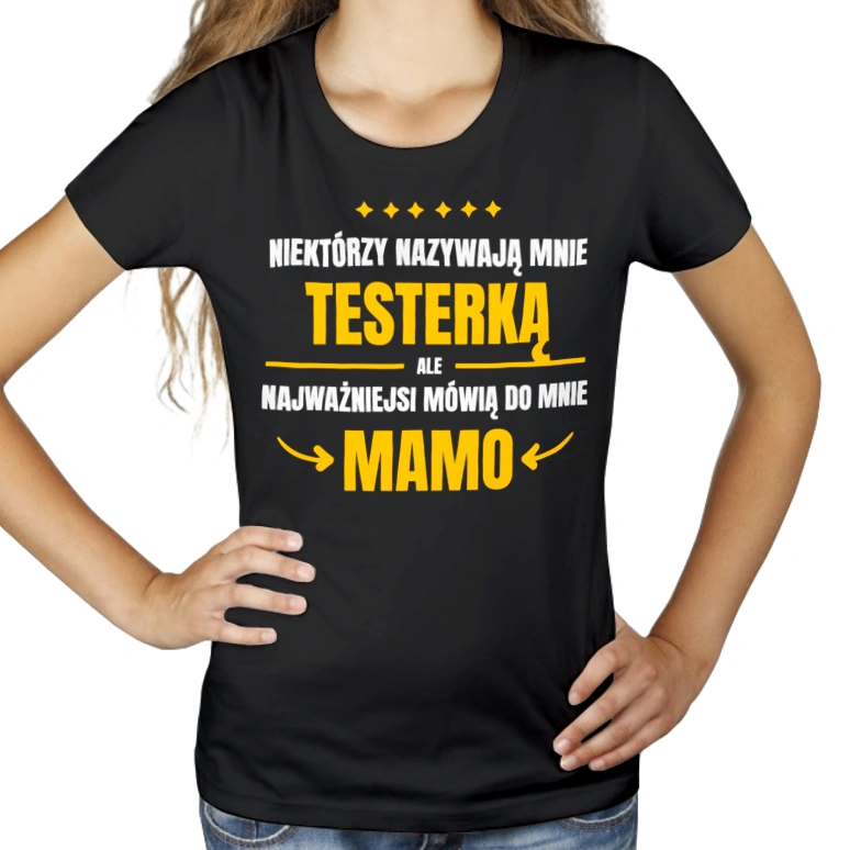 Mama Testerka - Damska Koszulka Czarna