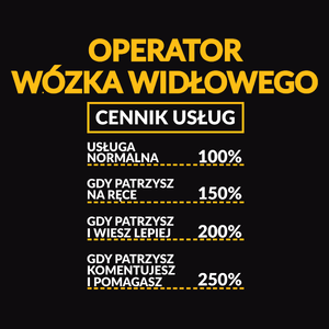 Operator Wózka Widłowego - Cennik Usług - Męska Bluza z kapturem Czarna