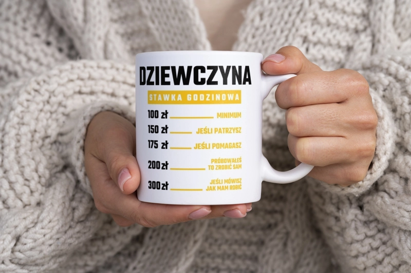 stawka godzinowa dziewczyna - Kubek Biały