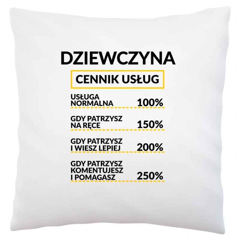 Dziewczyna - Cennik Usług - Poduszka Biała