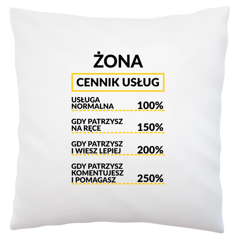 Żona - Cennik Usług - Poduszka Biała