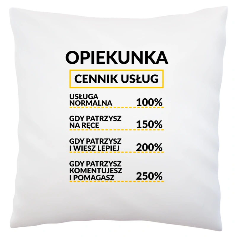 Opiekunka - Cennik Usług - Poduszka Biała