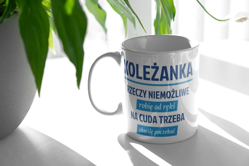 koleżanka - rzeczy niemożliwe robię od ręki - na cuda trzeba chwilę poczekać - Kubek Biały