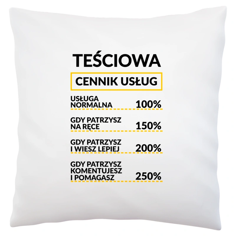 Teściowa - Cennik Usług - Poduszka Biała