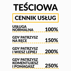 Teściowa - Cennik Usług - Poduszka Biała