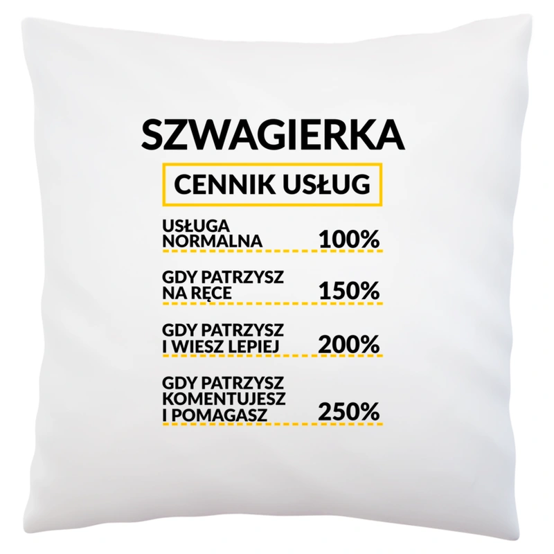 Szwagierka - Cennik Usług - Poduszka Biała