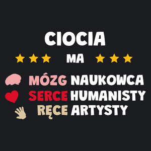 Mózg Serce Ręce Ciocia - Damska Koszulka Czarna