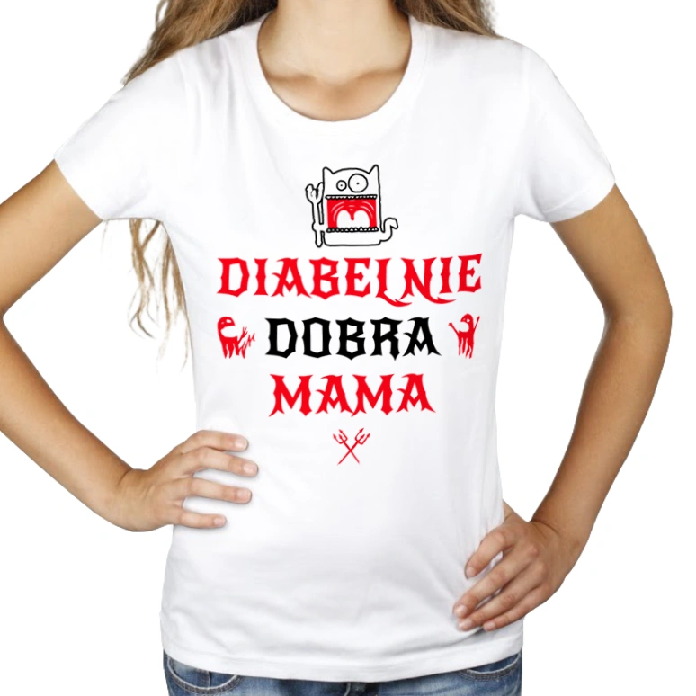 Diabelnie Dobra Mama - Damska Koszulka Biała