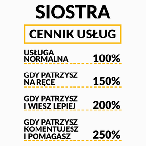 Siostra - Cennik Usług - Poduszka Biała