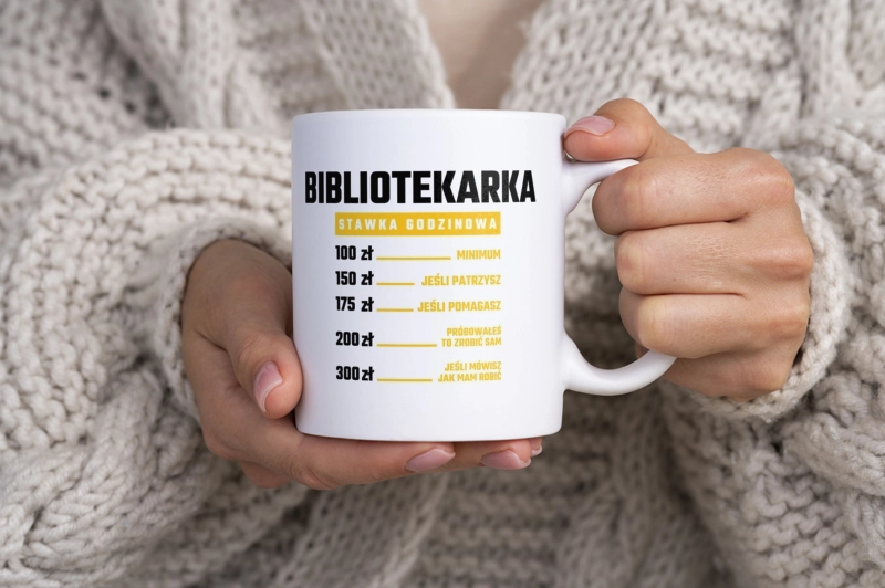 stawka godzinowa bibliotekarka - Kubek Biały