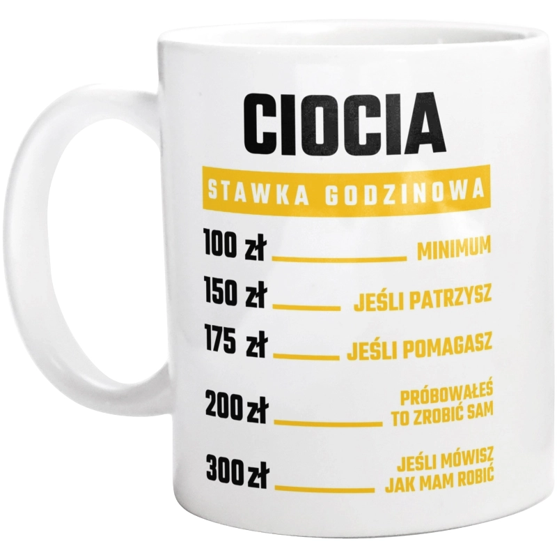 stawka godzinowa ciocia - Kubek Biały