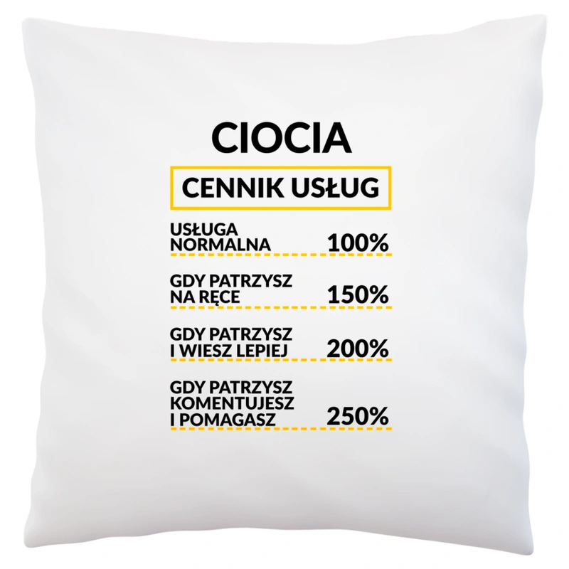 Ciocia - Cennik Usług - Poduszka Biała