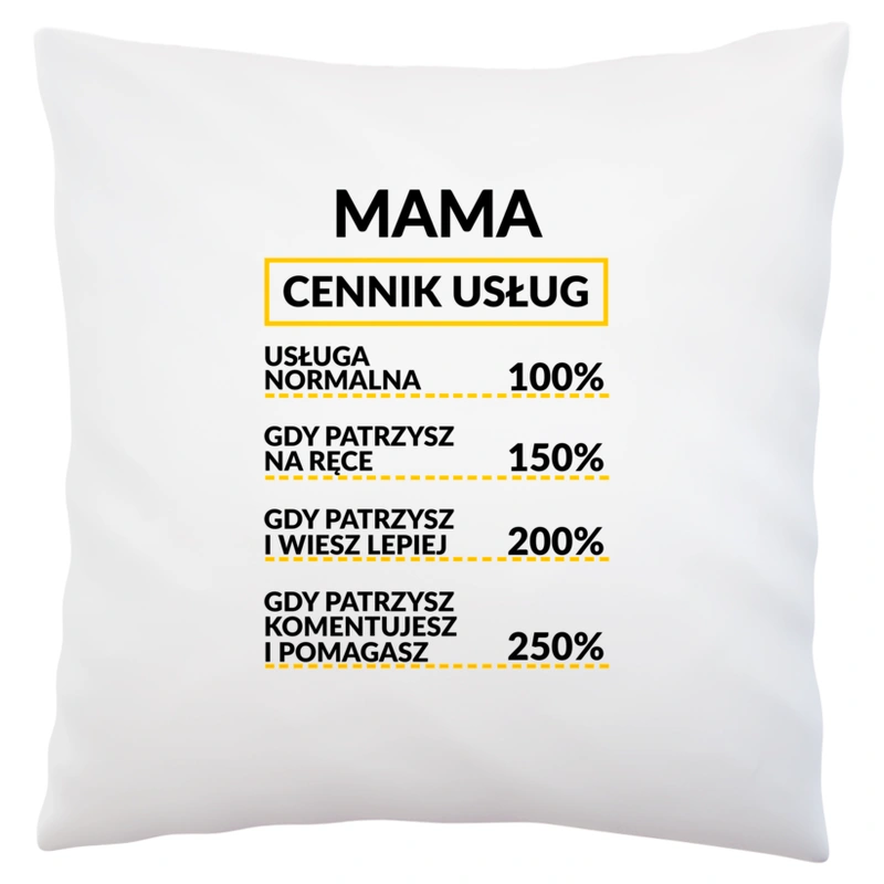 Mama - Cennik Usług - Poduszka Biała