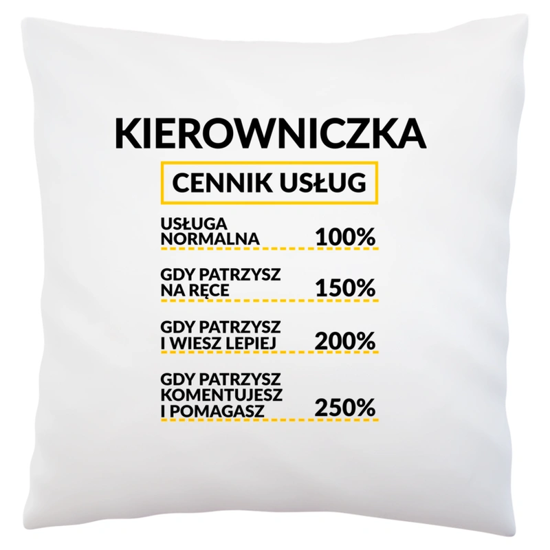 Kierowniczka - Cennik Usług - Poduszka Biała