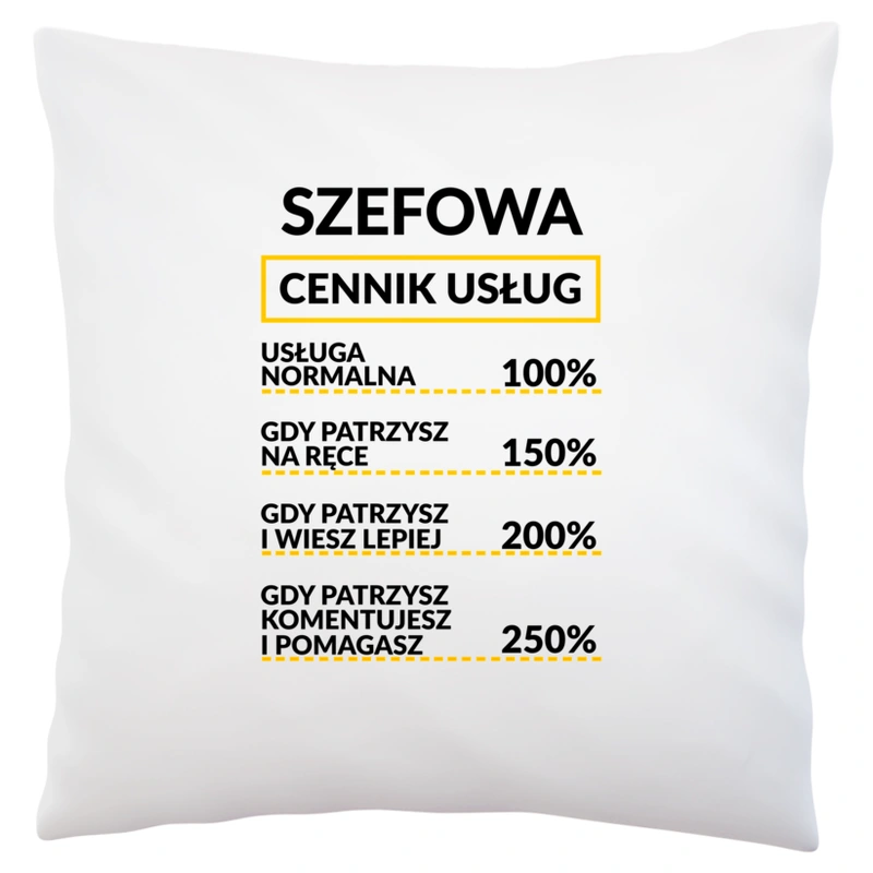 Szefowa - Cennik Usług - Poduszka Biała