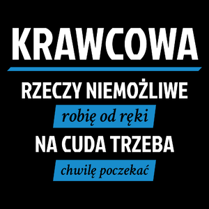 krawcowa - rzeczy niemożliwe robię od ręki - na cuda trzeba chwilę poczekać - Torba Na Zakupy Czarna