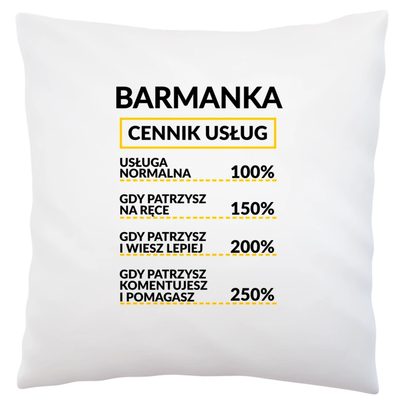 Barmanka - Cennik Usług - Poduszka Biała