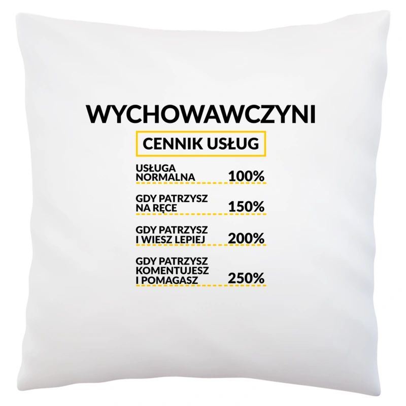 Wychowawczyni - Cennik Usług - Poduszka Biała