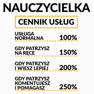 Nauczycielka - Cennik Usług - Poduszka Biała