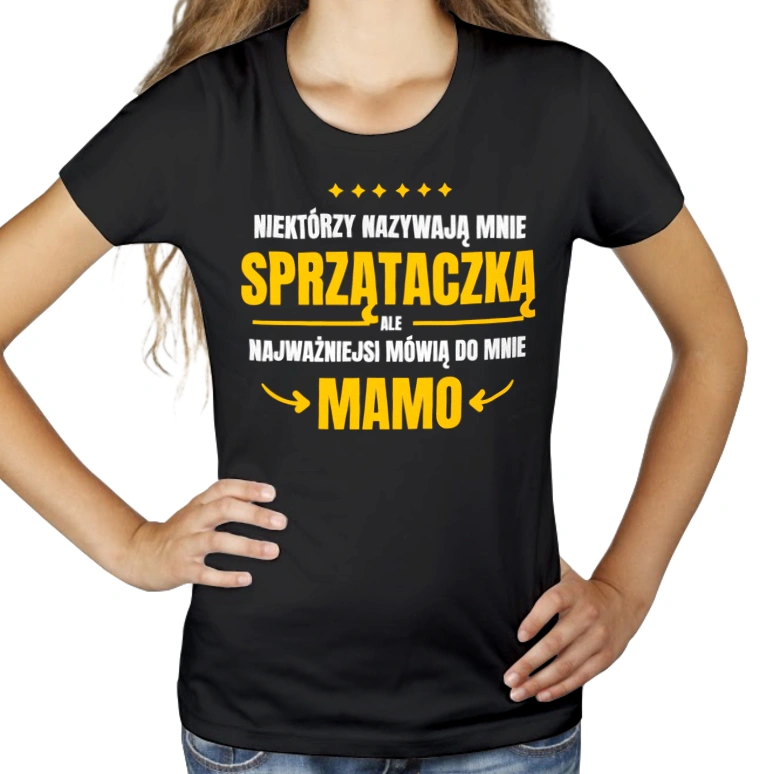 Mama Sprzątaczka - Damska Koszulka Czarna