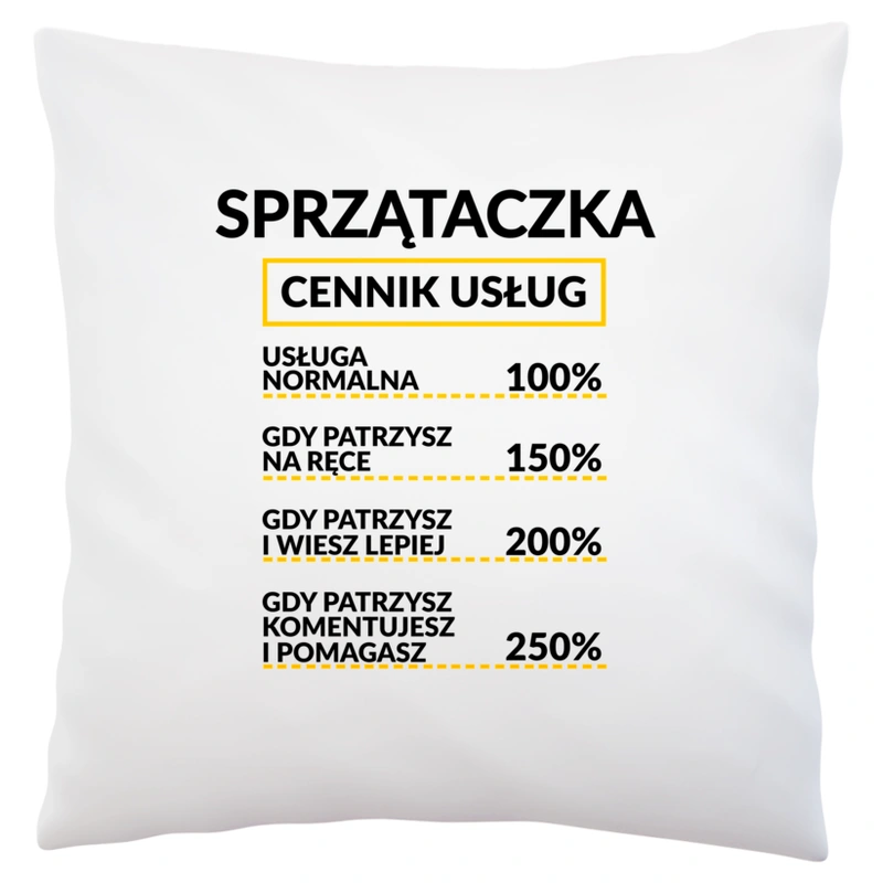 Sprzątaczka - Cennik Usług - Poduszka Biała