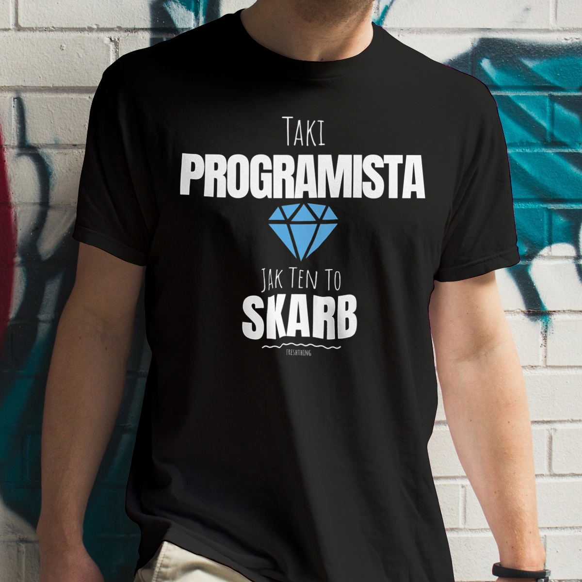 Taki Programista Jak Ten To Skarb - Męska Koszulka Czarna