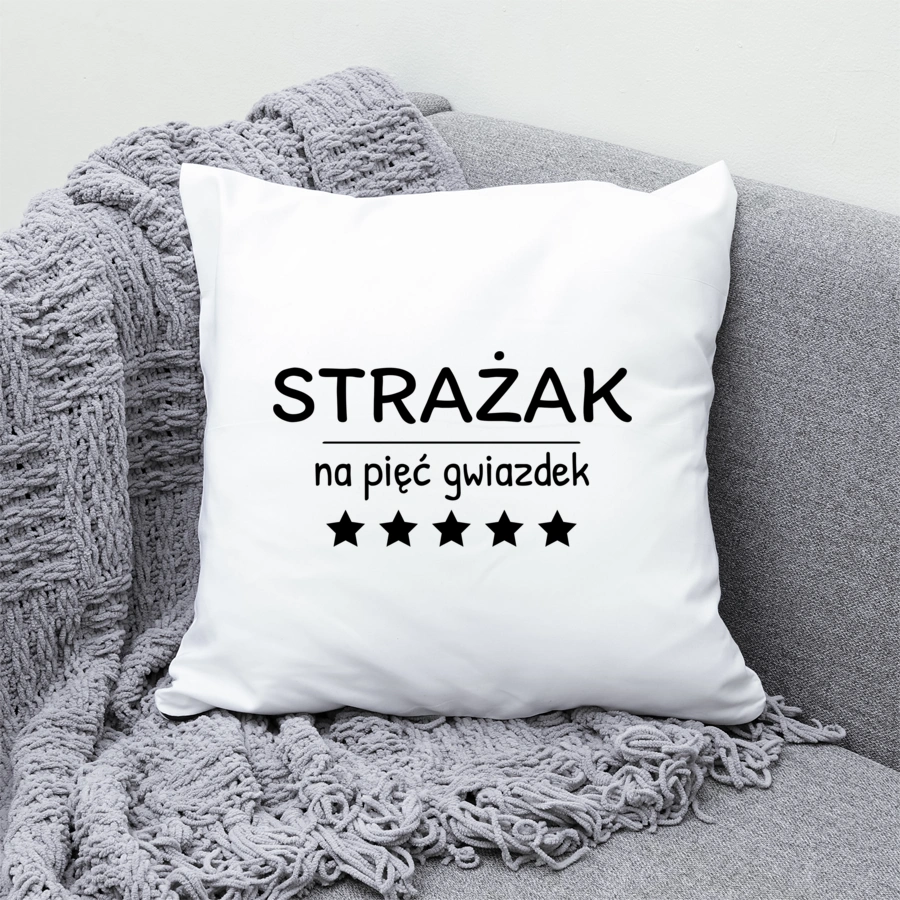 Strażak Na 5 Gwiazdek - Poduszka Biała