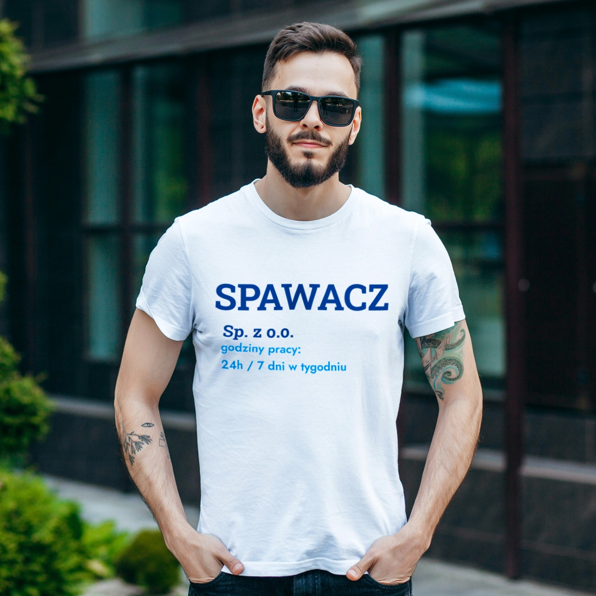 Spawacz Sp. Z O.o. Godziny Pracy - Męska Koszulka Biała