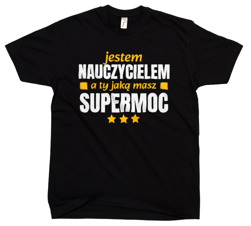 Nauczyciel Supermoc Dzień Nauczyciela - Męska Koszulka Czarna