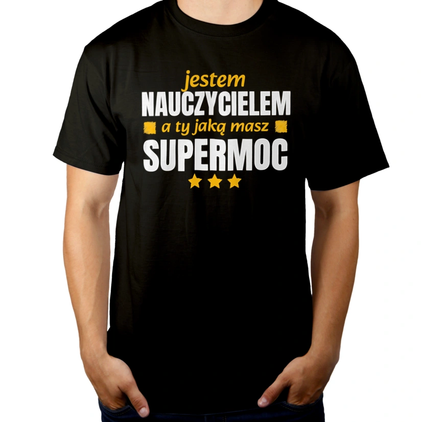 Nauczyciel Supermoc Dzień Nauczyciela - Męska Koszulka Czarna