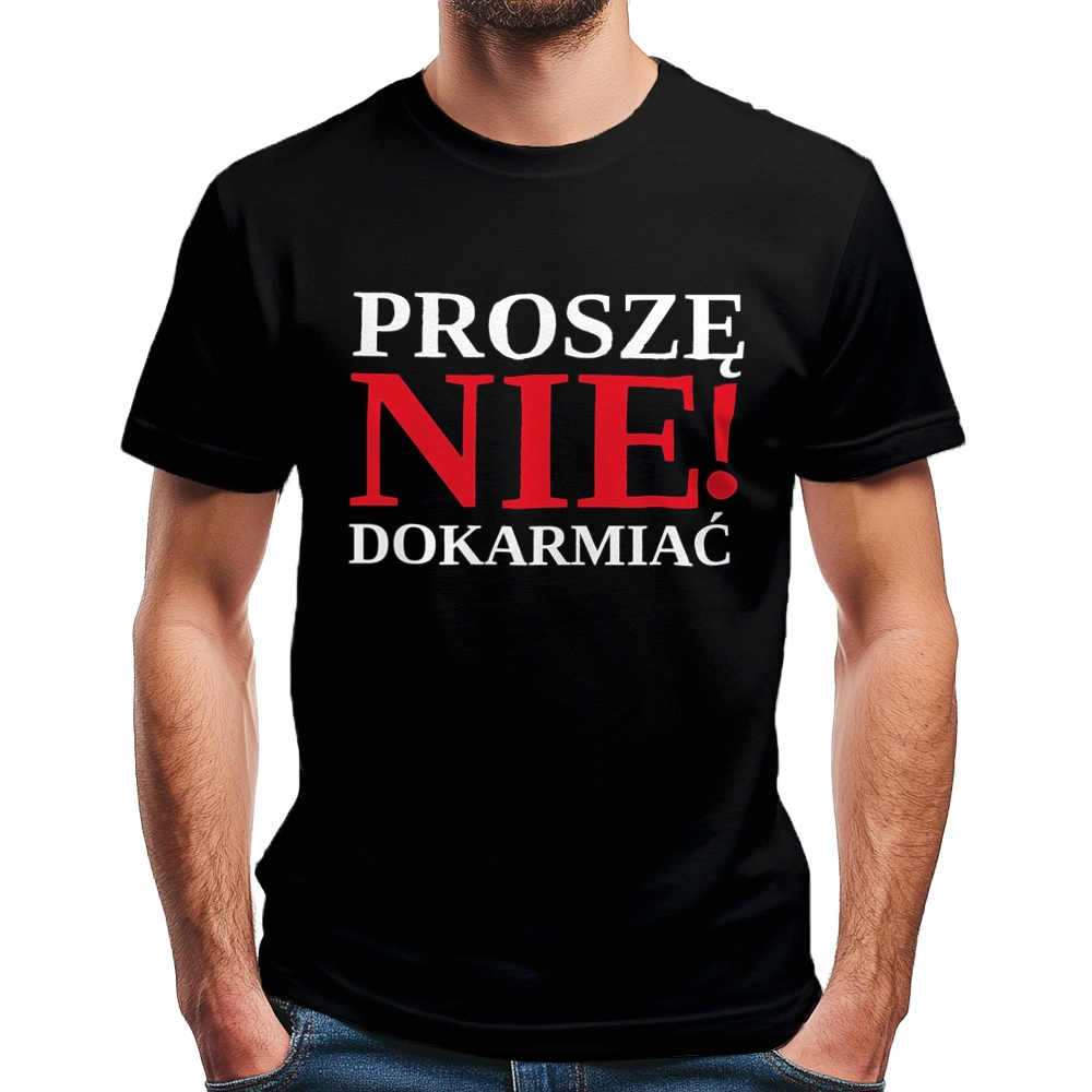 Proszę nie dokarmiać - Męska Koszulka Czarna