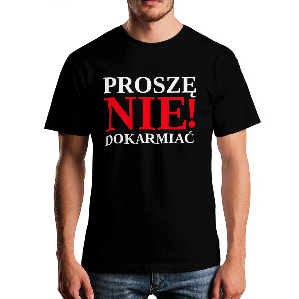 Proszę nie dokarmiać - Męska Koszulka Czarna