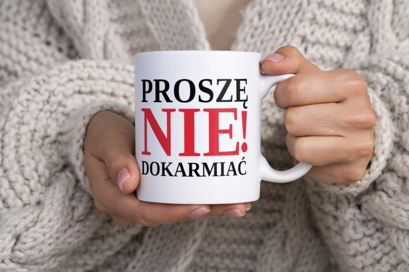 Proszę nie dokarmiać - Kubek Biały