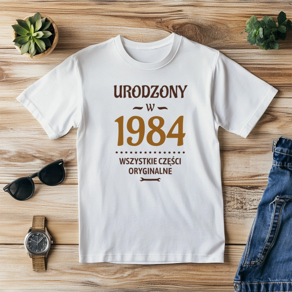 Urodzony W 1983 Wszystkie Części Oryginalne - Męska Koszulka Biała