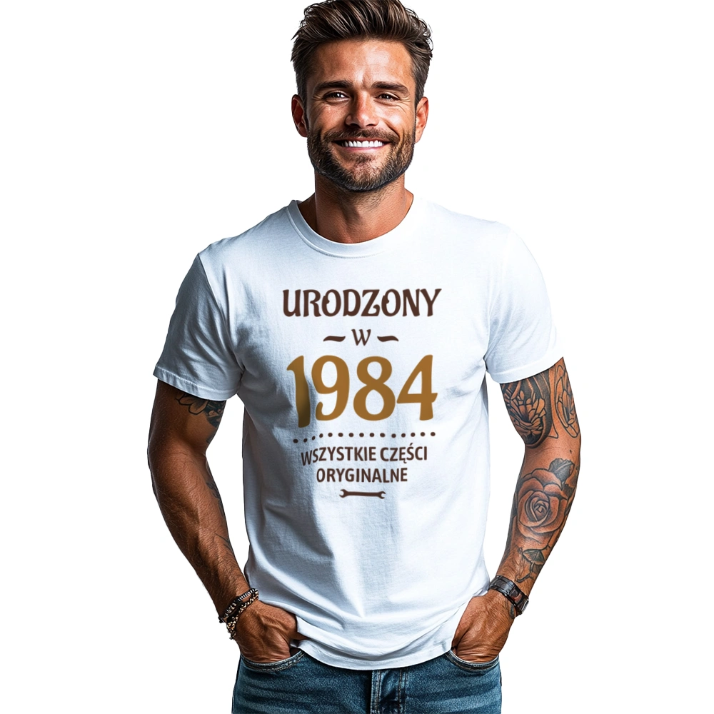 Urodzony W 1983 Wszystkie Części Oryginalne - Męska Koszulka Biała