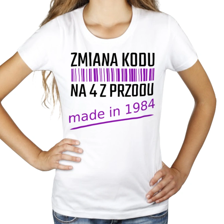 Zmiana Kodu Na 4 Z Przodu Urodziny 40 Lat 1983 - Damska Koszulka Biała