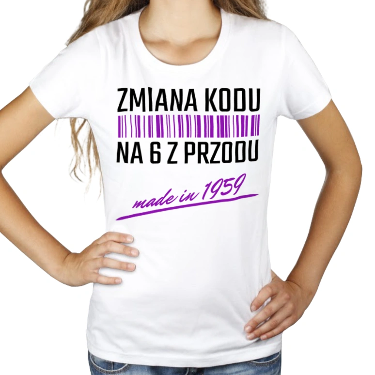 Zmiana Kodu Na 6 Z Przodu Urodziny 65 Lat 1958 - Damska Koszulka Biała