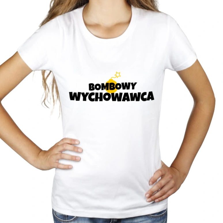 Bombowy Wychowawca - Damska Koszulka Biała