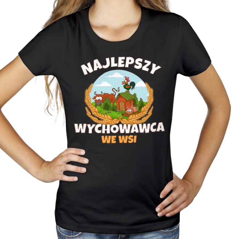 Najlepszy Wychowawca We Wsi - Damska Koszulka Czarna