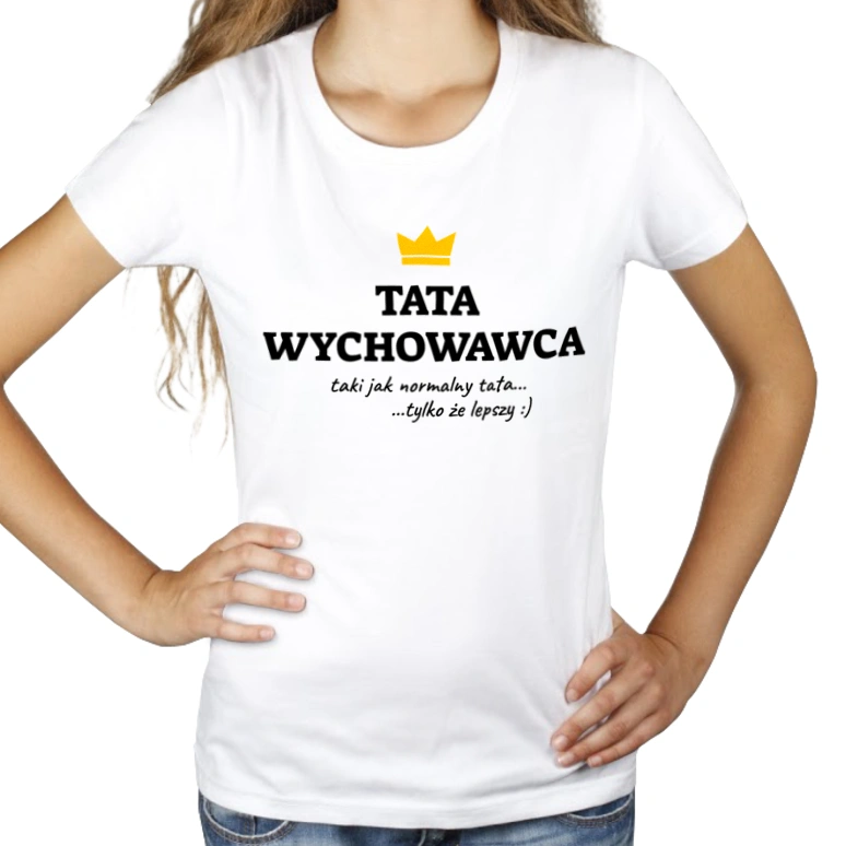 Tata Wychowawca Lepszy - Damska Koszulka Biała