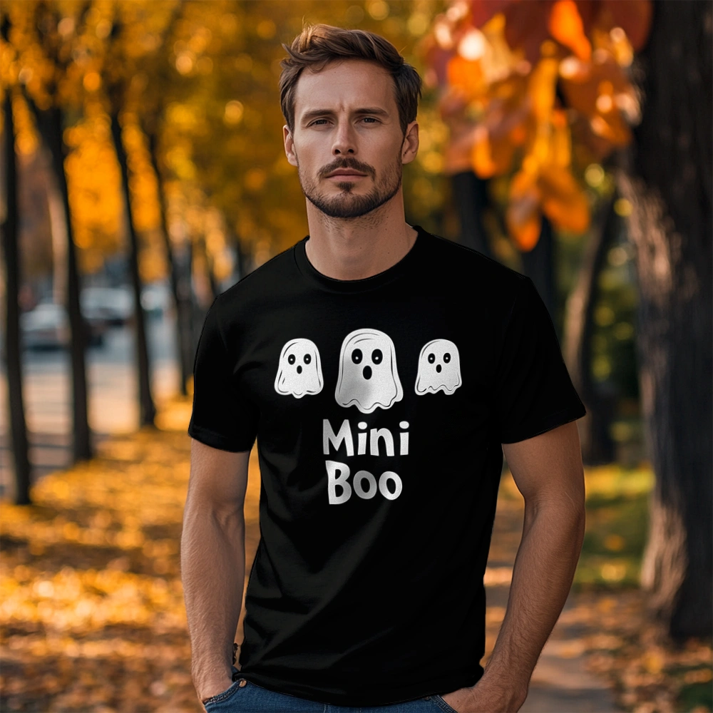 Mini Boo Halloween Duszki - Męska Koszulka Czarna