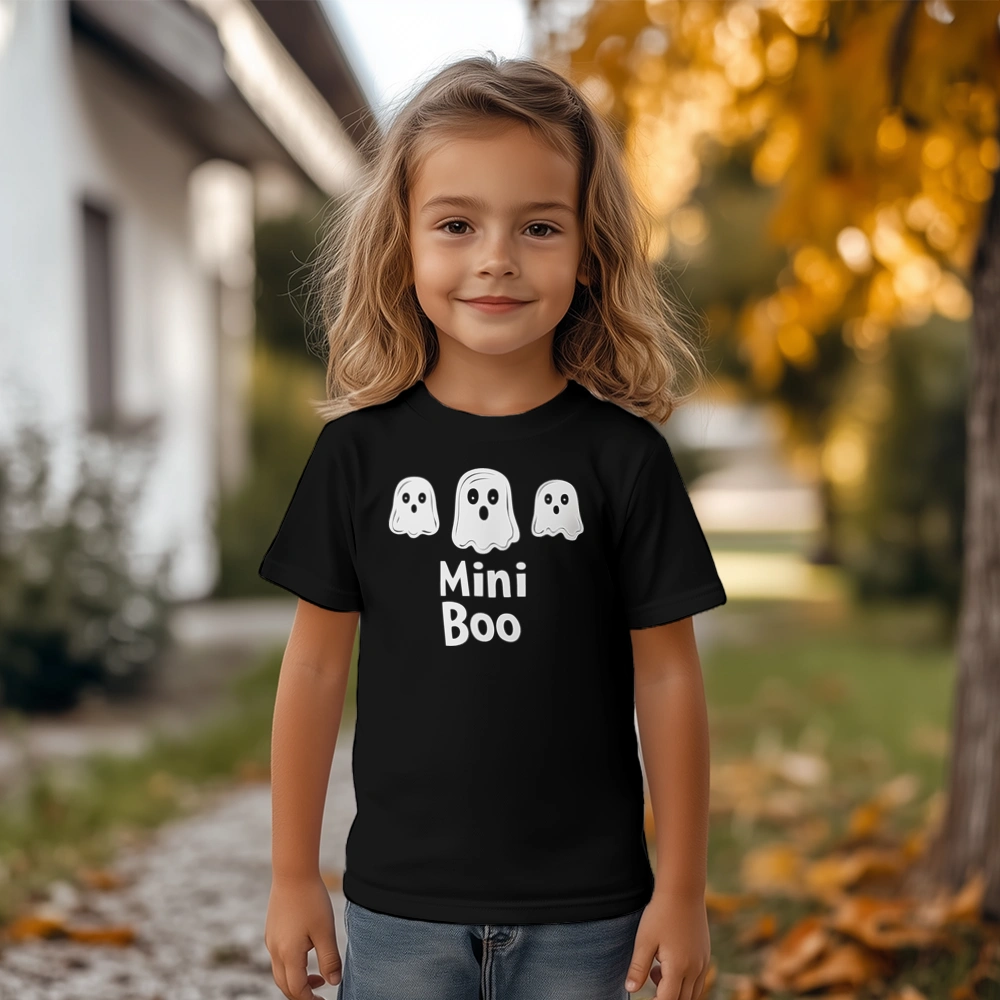 Mini Boo Halloween Duszki - Dziecięca Koszulka Czarna