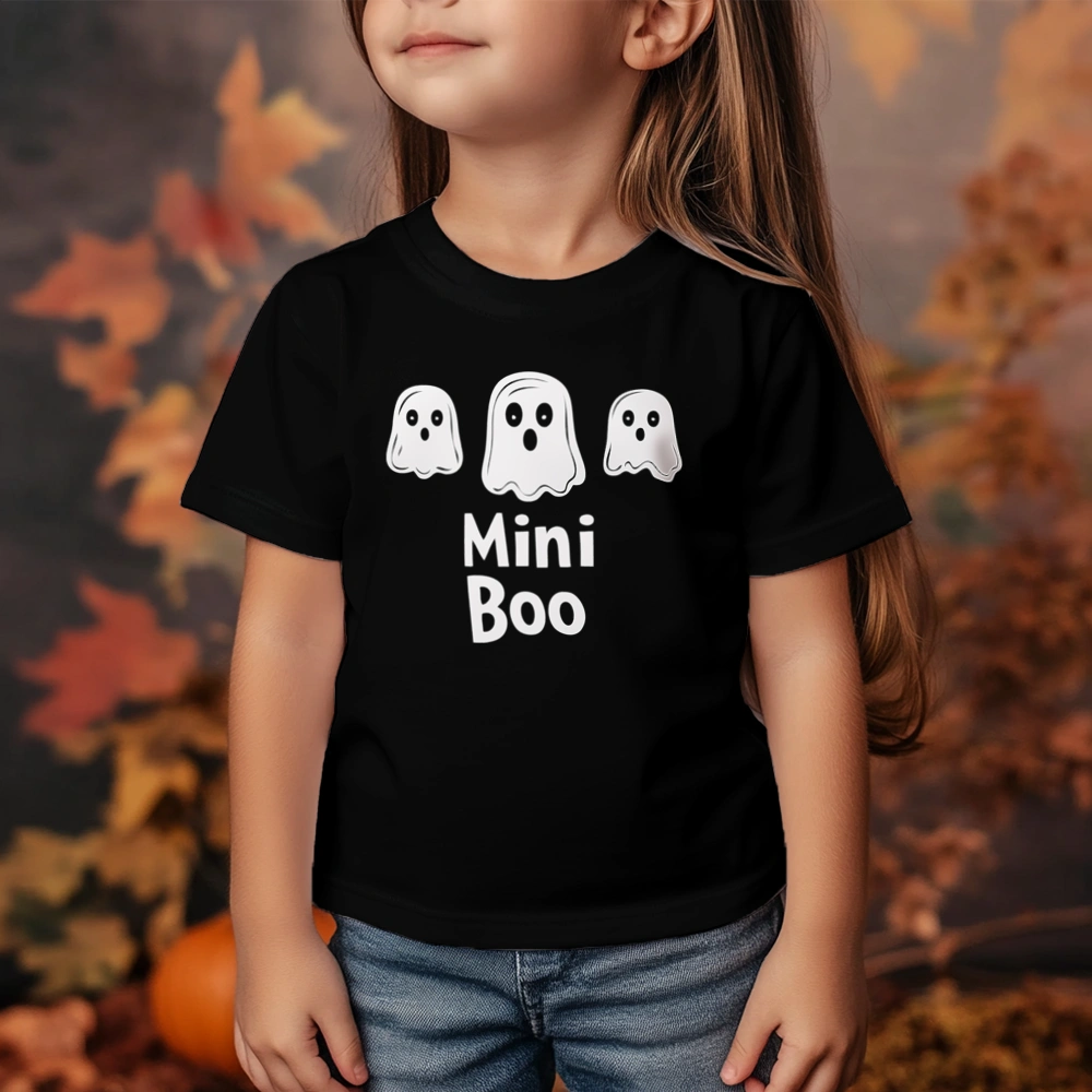 Mini Boo Halloween Duszki - Dziecięca Koszulka Czarna