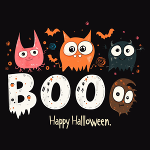 Boo Halloween Happy - Męska Koszulka Czarna