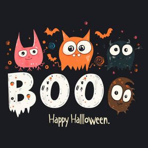 Boo Halloween Happy - Damska Koszulka Czarna