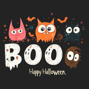 Boo Halloween Happy - Dziecięca Koszulka Czarna